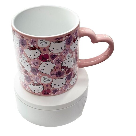 Hello Kitty Sanrio Pink Valentine's Day Cup Heart Shape Handle 16oz - Picture 1 of 7